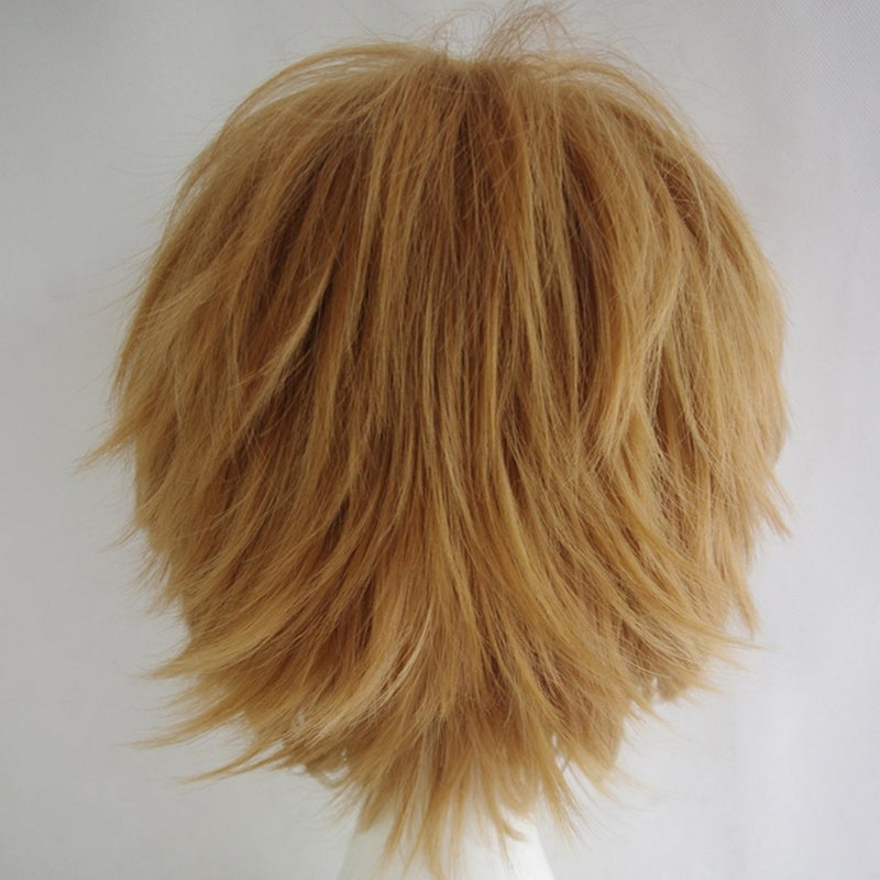Aicos Alacos Short Fashion Spiky Layered Anime Cosplay Wig Light Brown Women Mens Boys Male Short Straight Party Costume Dress Synthetic Wig One Size - Image 4